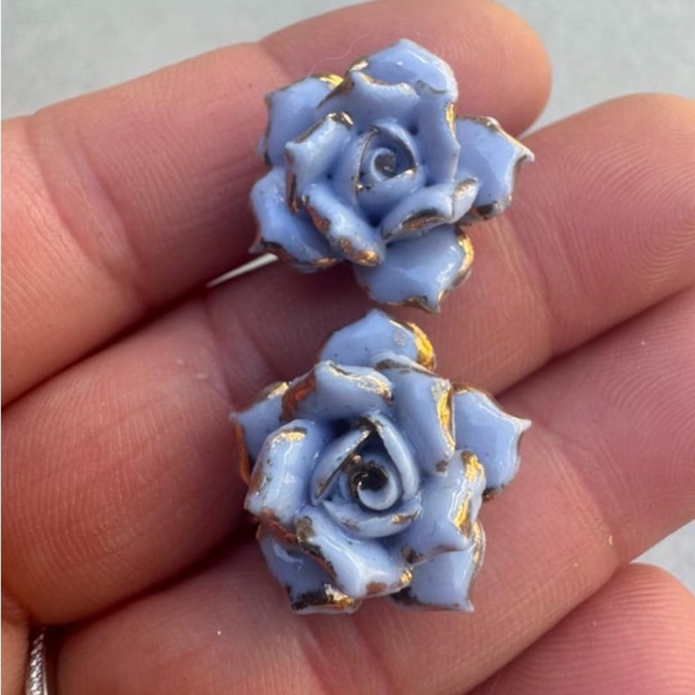 Elegant Blue Rose Earrings